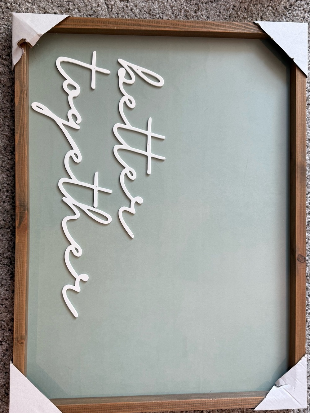 Hobby Lobby White Script 'be better together' on Sage Green